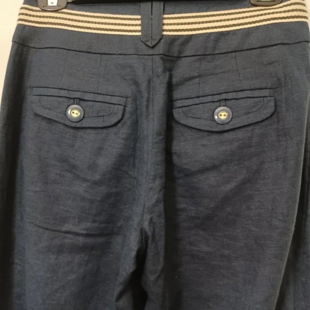 Anthropologie Elevenses High-Rise Navy Linen Blend Pants, Size 2 - Picture 4 of 6